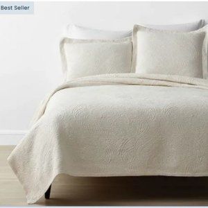 The Company Store Hillcrest Cotton Paisley Matelassé Coverlet -Ivory